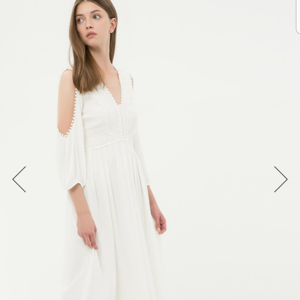 Koton White Boho Crochet Maxi Dress